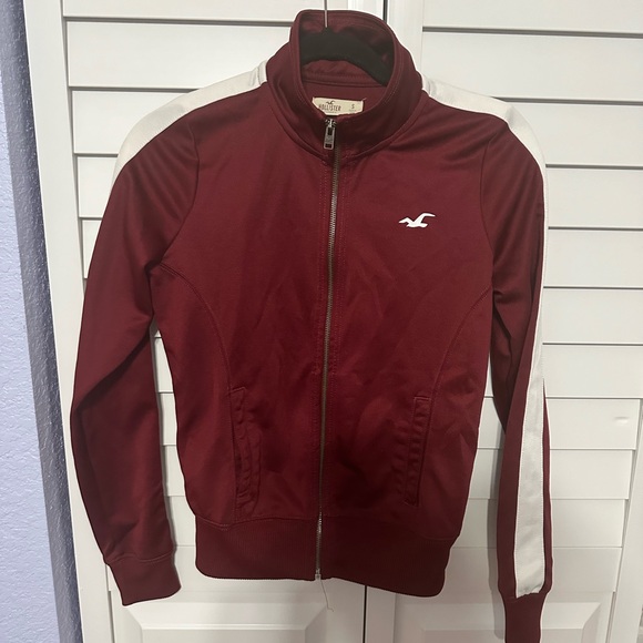 Hollister Red Jacket with white stripe - Picture 1 of 2